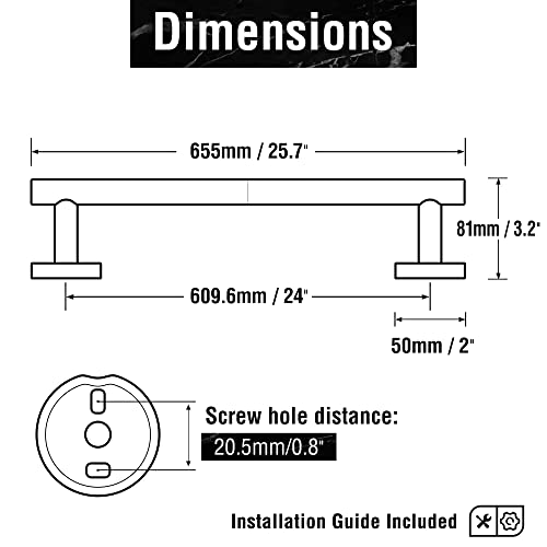 24 Inch Brushed Nickel Towel Bar, SUS304 Stainless Steel Bathroom Rack