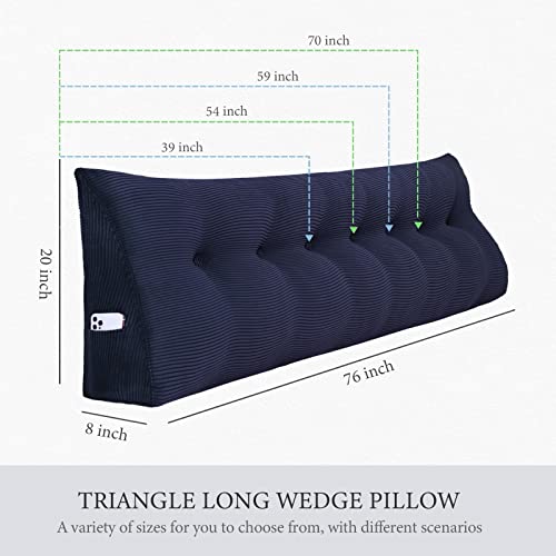 Twin XL Headboard Pillow - Soft Triangular Wedge Backrest for Dorm