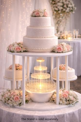 12.5" Lighted 3-Tier Wedding Cake Water Fountain Centerpiece - 10" Wide