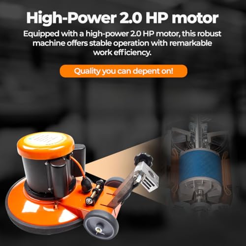 17-Inch Commercial Floor Buffer and Scrubber Machine, 2.0 HP, 3.4-Gal Tank