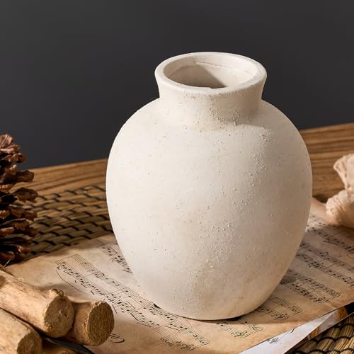 6-Inch Ceramic Decorative Flower Vase - Rustic Farmhouse Boho Table Decor