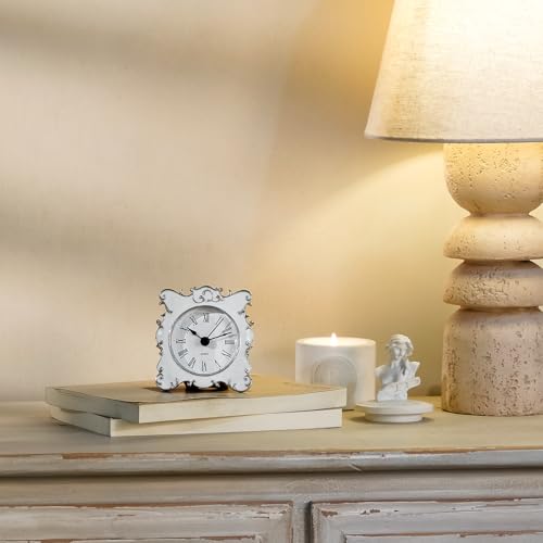 3 Inch Small Crystal Table Clock, Battery Operated Analog Desk Clock