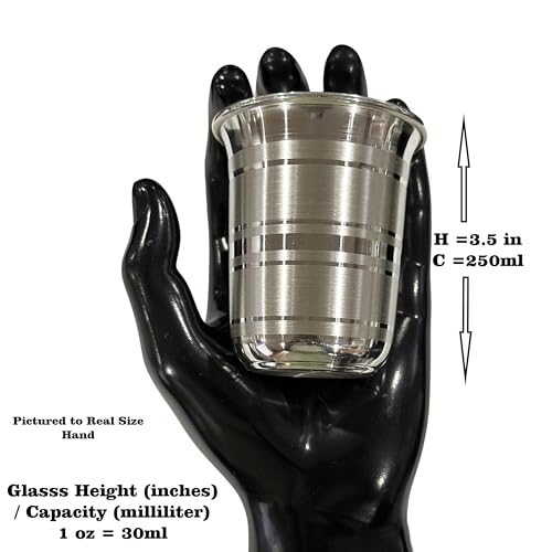 Balaji 999 Pure Silver Glass 3.5 Inch - 8.5 Ounces, Style#01, Hallmarked Silver