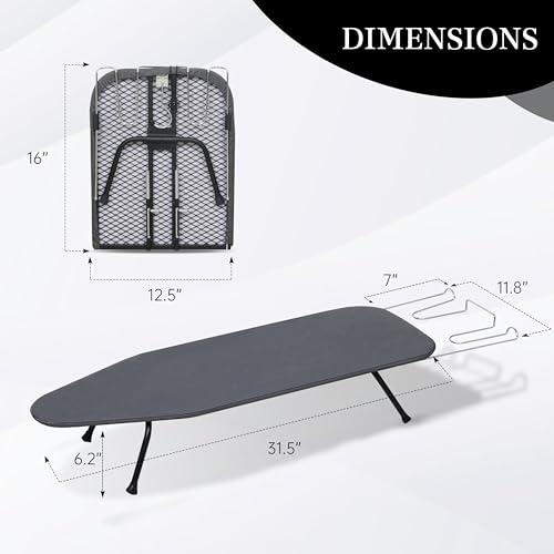 ZOES HOMEWARE Tabletop Ironing Board Foldable Metal Mesh 31.5" x 11.8"
