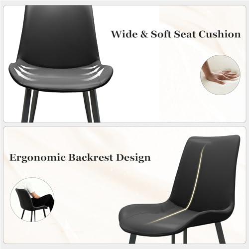 Modern PU Leather Dining Chairs Set of 4, Ergonomic Upholstered Kitchen Chairs