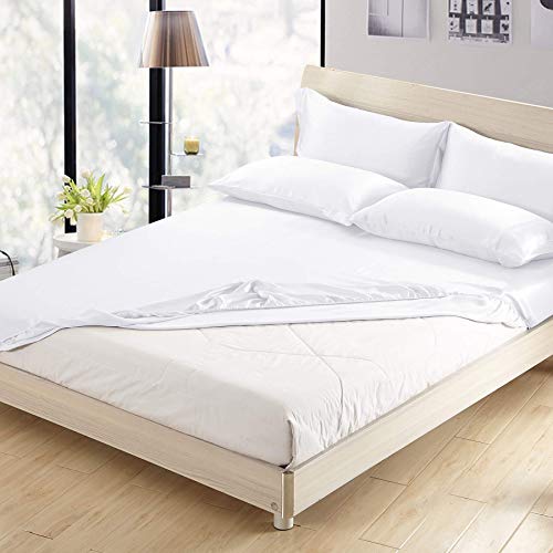 LILYSILK 100% Mulberry Silk Fitted Sheet Twin 19 Momme Deep 16" Pocket White