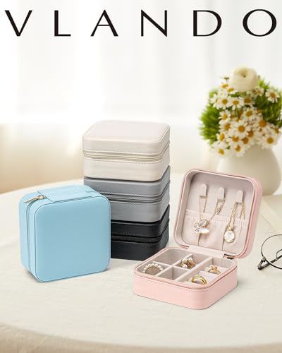 Compact Travel Jewelry Case, Waterproof PU Leather Organizer for Jewelry