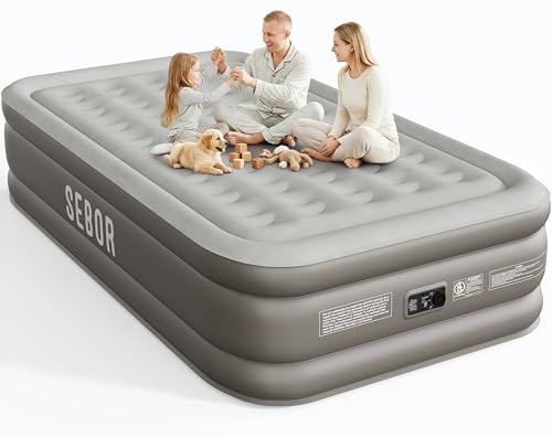 Queen Air Mattress with Built-in Pump - 18" Self-Inflating Inflatable Bed