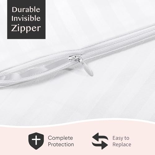 FAUNNA 600TC 100% Cotton Zippered Pillow Protectors - Standard 20x26 (4 Pack)