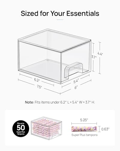 Vtopmart 4 Pack Small Clear Stackable Storage Drawers, Fits Narrow