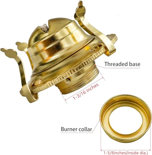 #2 Brass Plated Oil Lamp Burner Replacement with Wick & Chimney Holder