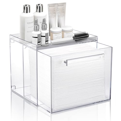 Clear Acrylic Disposable Facial Towel Holder Wall-Mounted Storage Box