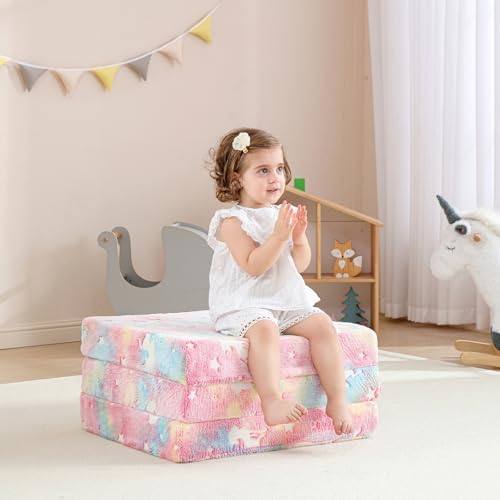 Foldable Glow-in-the-Dark Kids Floor Mattress with Storage Bag, 57x23 in