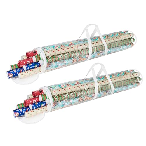 Clear Wrapping Paper Storage Bags Set of 2 Extra-Long Organizers