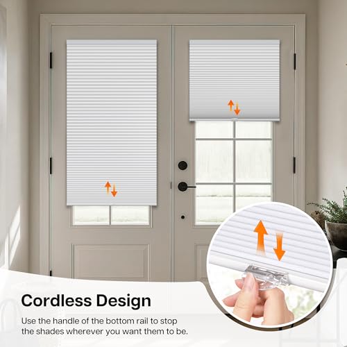Cordless Cellular Shades for Doors - 24" W x 78" H, White Blackout