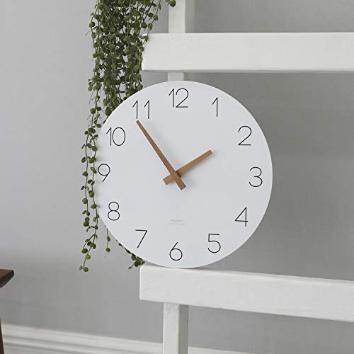 12-Inch Silent Wooden Wall Clock, Minimalist Non-Ticking Modern Analog Clock