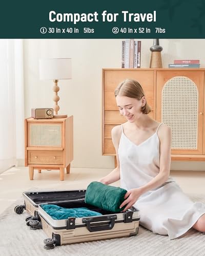 7 lb Leaf-Shaped Weighted Lap Blanket - 40" x 52" Soft Travel Throw