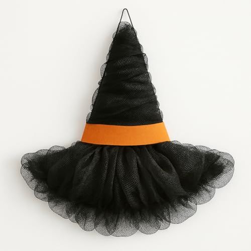Black Metal Wire Witch Hat Frame for DIY Halloween Wreath Making