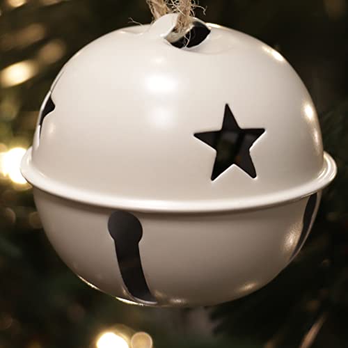 Ivory Jingle Bell Christmas Ornaments, 2-Inch Metal Tree Decor, 12-Pack