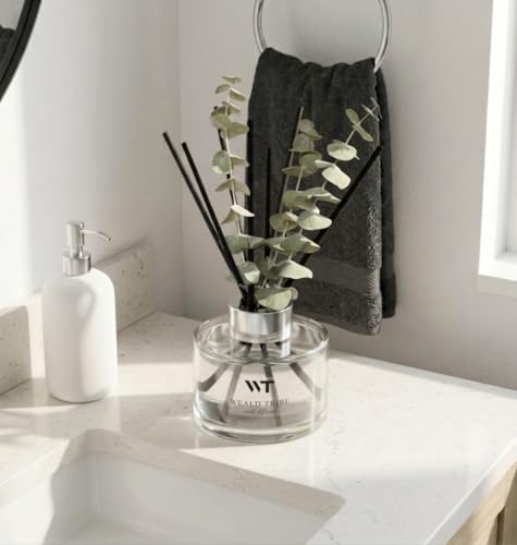 Eucalyptus Mint Reed Diffuser Set with Decorative Flowers and Essential Oils