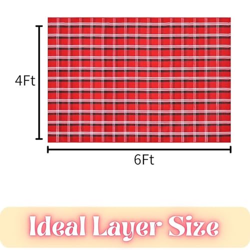 Ckorzen 4' x 6' Red Green & White Plaid Indoor/Outdoor Cotton Rug – Handwoven, Washable Front Porch Mat