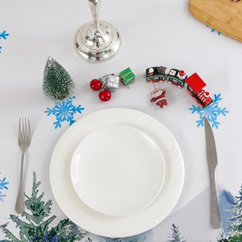 Cusugbaso White Christmas Tablecloth 60x104 Inches Rectangular Holiday Decor