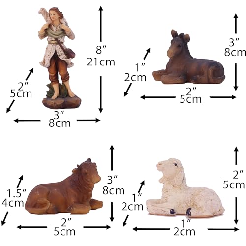 Nativity Set 11 Pcs 8 Inch Gold - Joseph, Mary, Jesus & More Resin Figurines