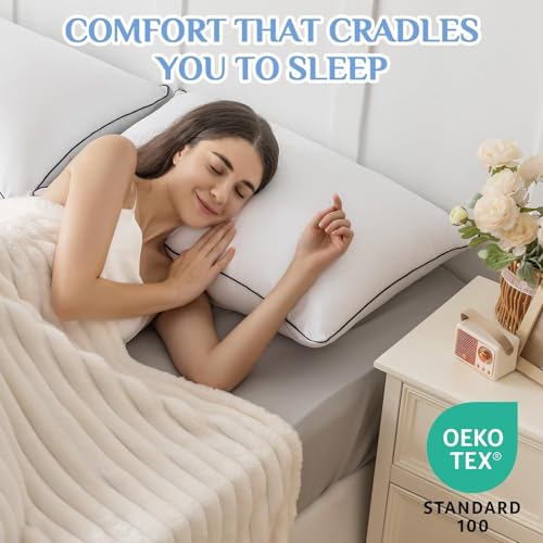 JOLLYVOGUE Queen Size Bed Pillows Set of 2 - Down Alternative Hotel Quality