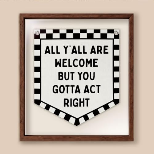 Checkered Welcome Banner Wall Sign - Linen Classroom and Bedroom Decor