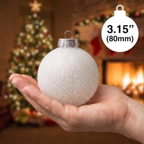 Shatterproof White Christmas Ball Ornaments Set (28-Piece, 3.15 in)
