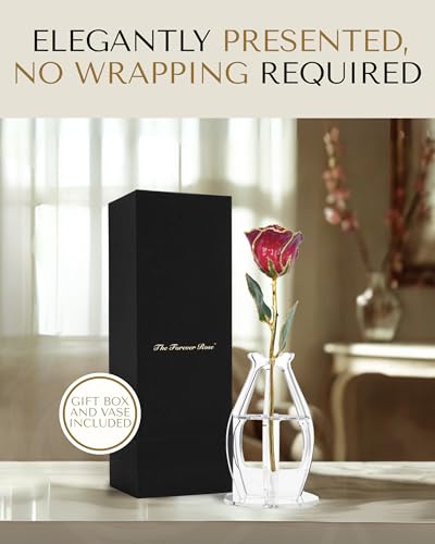 Forever Rose Hand-Dipped in 24K Gold - July Ruby Birthstone Gift