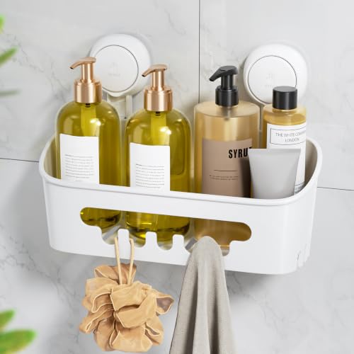 Suction Cup Shower Caddy Removable Bathroom Shelf Organizer White