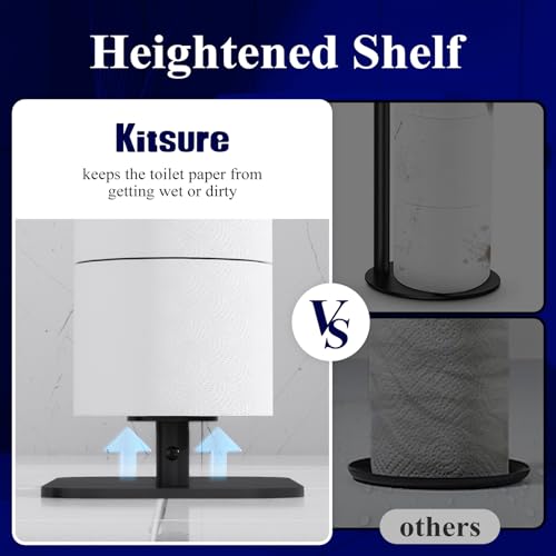 Kitsure Free Standing Metal Toilet Paper Holder with Shelf and 4-Roll Storage
