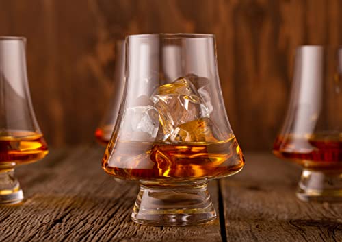 LUXBE Set of 4 Crystal Bourbon Whisky Glasses - Narrow Rim Tasting Glass 9oz