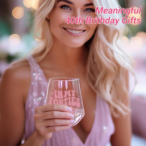 In My Forties Era 18oz Stemless Wine Glass - 40th Birthday Gift for Her