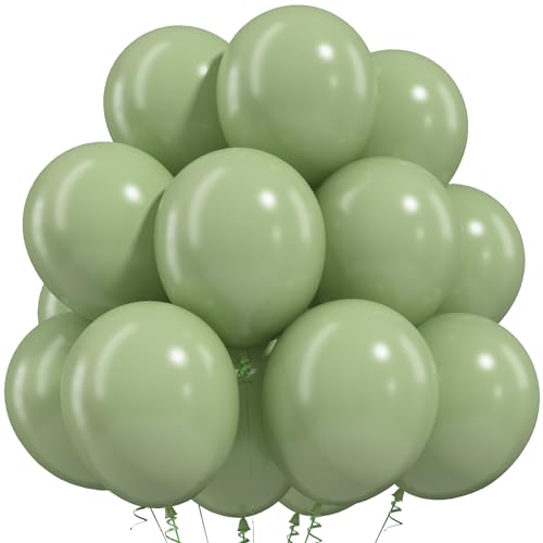 Togvu Sage Green Balloons 50-Pack 12-Inch Latex Party Balloons for Woodland Baby Shower