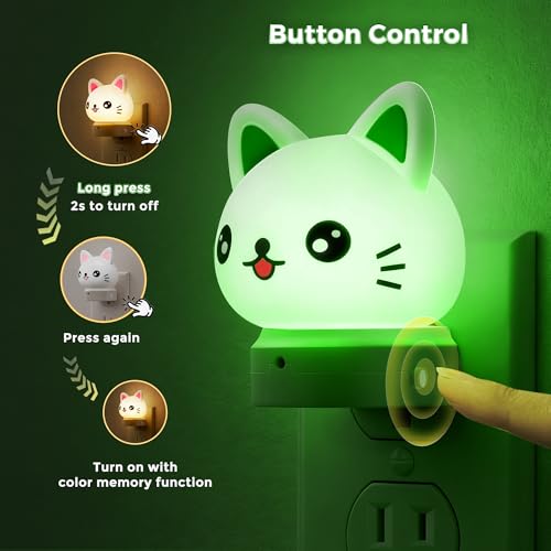 3D Cat LED Night Light with Dusk to Dawn Sensor and Color Changing Modes