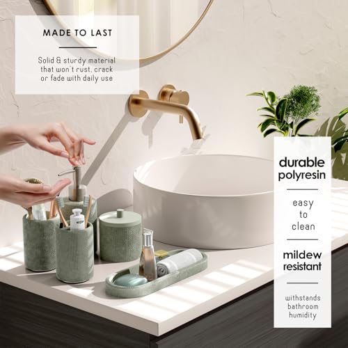 19-Piece Sage Green Bathroom Accessory Set with Shower Curtain
