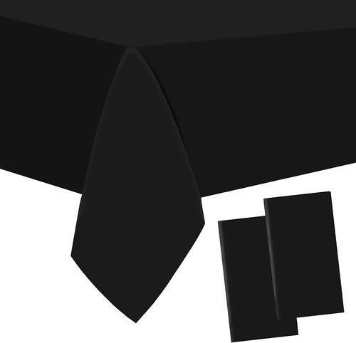 Black Plastic Tablecloth by [Brand Name] - 54"x108" Rectangular Disposable Cover for Parties & Events