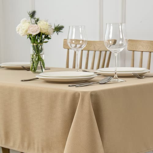 Rectangle Slubby Textured Tablecloth Waterproof Spillproof Wrinkle