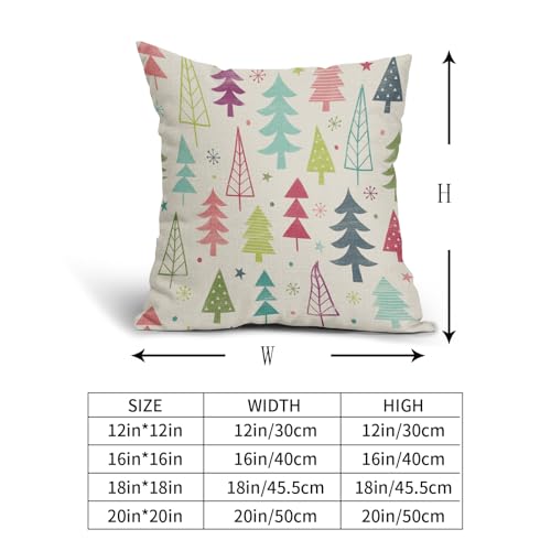 Sivirary 18x18 Inch Colorful Christmas Pillow Covers Set of 2 - Double-Sided Rainbow Xmas Tree Print