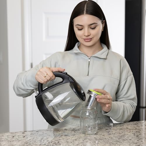 Jarware Mason Jar & Tea Infuser Lid - Fits Regular Mouth Mason Jars, Stainless Steel Filter, Perfect for Hot & Cold Brew Tea (Variation: Mason Jar & Tea Infuser Lid)