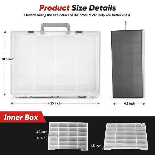 72-Compartment Toy Organizer Case with 3 Layers of Removable Trays