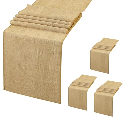 4 Pieces Burlap Table Runners 13x108 Inch Rustic Boho Runner