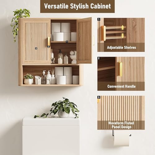 Wall-Mounted Bathroom Medicine Cabinet with Adjustable Shelf and Doors