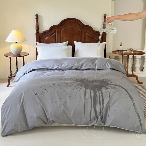 Waterproof Twin Duvet Protector Cover - Gray, Reversible for Pets & Incontinence