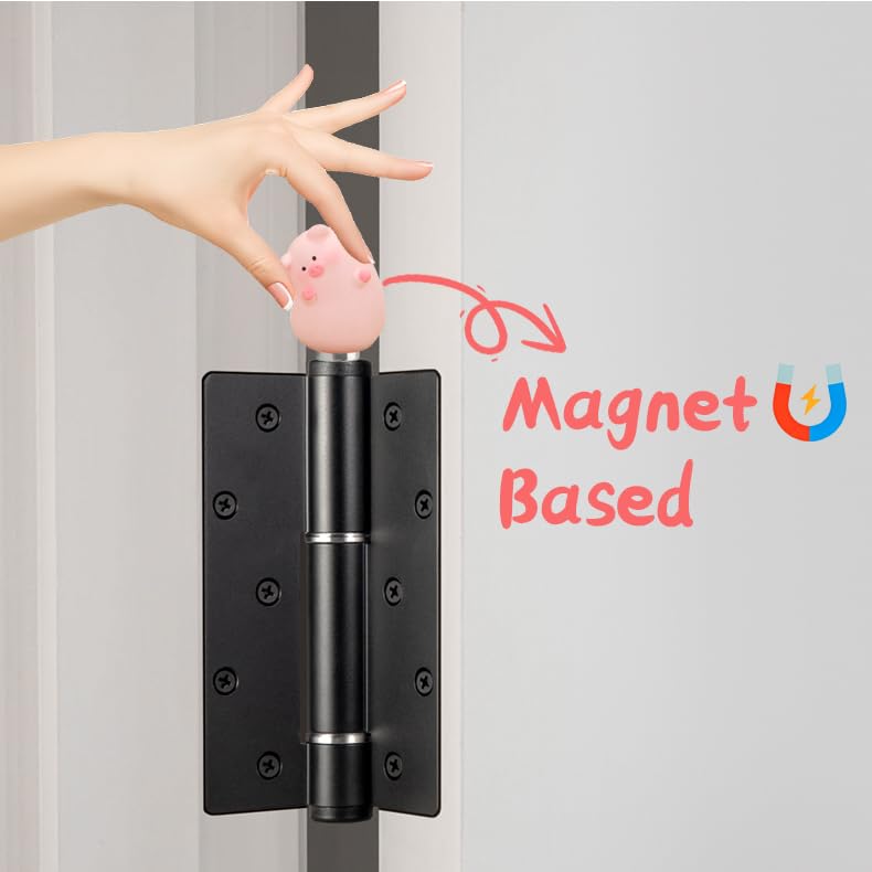 5-Piece Magnetic Cartoon Pig Door Hinge Toppers for Home Decoration