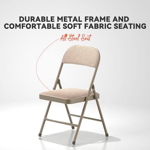 4-Pack Padded Folding Chairs, Fabric Upholstered Dining Chairs