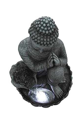 32-Inch Sitting Buddha Water Fountain with LED Lights for Indoor Outdoor