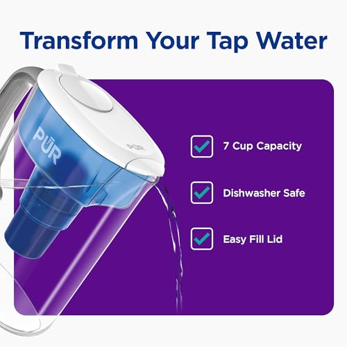 7-Cup Water Filter Pitcher with Included Filter, Dishwasher Safe - White